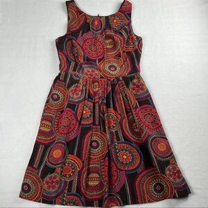 Trina Turk Women's‎ Belted Paisley Pattern Silk Sheath Lined Dress Sz 8